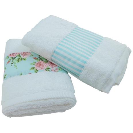 Kit de Toalha Lavabo 02 Peça - Flor Rosa/Verde - Gira mundo é ruim? Kit de Toalha Lavabo 02 Peça - Flor Rosa/Verde - Gira mundo é boa?