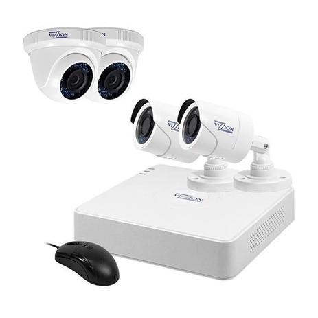 Kit de Vigilância Vizzion VZ-KIT0404-1TB DVR + 4 Câmeras 4 Canais 720p HD TVI - Branco Menor preço em Kit de Vigilância Vizzion VZ-KIT0404-1TB DVR + 4 Câmeras 4 Canais 720p HD TVI - Branco