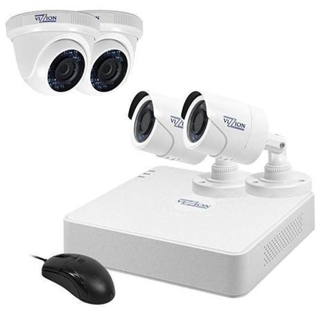 Kit de Vigilância Vizzion Vz-KIT0804 Dvr + 4 Câmeras 8Canais HD Tvi 720p - Branco Menor preço em Kit de Vigilância Vizzion Vz-KIT0804 Dvr + 4 Câmeras 8Canais HD Tvi 720p - Branco