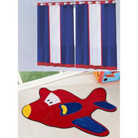 Kit Decoração Anime p/ Quarto de Menino = Cortina Colors 2 Metros + Tapete Pelúcia Aviãozinho - Azul Vermelho - Guga tapetes Menor preço em Kit Decoração Anime p/ Quarto de Menino = Cortina Colors 2 Metros + Tapete Pelúcia Aviãozinho - Azul Vermelho - Guga tapetes