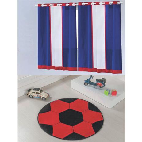 Kit Decoração Anime p/ Quarto de Menino = Cortina Colors 2 Metros + Tapete Pelúcia Bola Futebol - Azul Vermelho - Guga tapetes Menor preço em Kit Decoração Anime p/ Quarto de Menino = Cortina Colors 2 Metros + Tapete Pelúcia Bola Futebol - Azul Vermelho - Guga tapetes