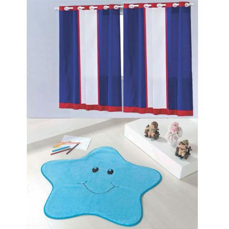 Kit Decoração Anime p/ Quarto de Menino = Cortina Colors 2 Metros + Tapete Pelúcia Estrelinha - Azul - Guga tapetes Menor preço em Kit Decoração Anime p/ Quarto de Menino = Cortina Colors 2 Metros + Tapete Pelúcia Estrelinha - Azul - Guga tapetes