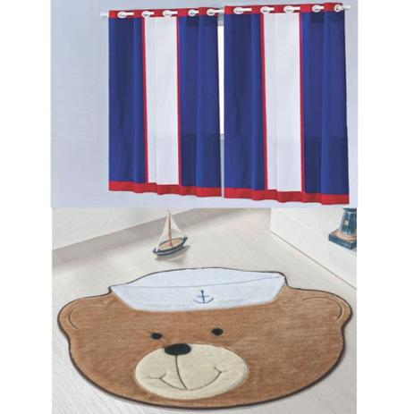 Kit Decoração Anime p/ Quarto de Menino = Cortina Colors 2 Metros + Tapete Pelúcia Urso Marinheiro - Azul Bege - Guga tapetes Menor preço em Kit Decoração Anime p/ Quarto de Menino = Cortina Colors 2 Metros + Tapete Pelúcia Urso Marinheiro - Azul Bege - Guga tapetes