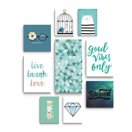Kit decoracao azul 9 quadros Decorativos - Rcs Decorações Menor preço em Kit decoracao azul 9 quadros Decorativos - Rcs Decorações