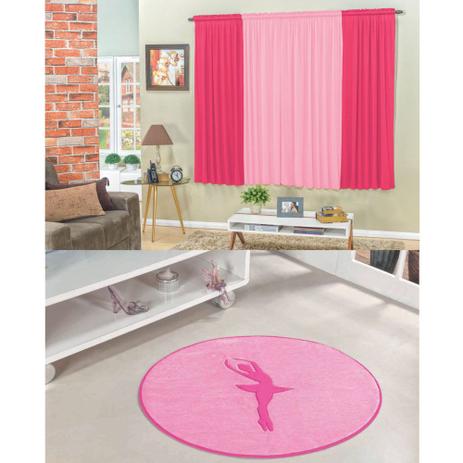 Kit Decoração Bailarina p/ Quarto Infantil = Cortina 2 Metros + Tapete Pelúcia - Rosa - Guga tapetes Menor preço em Kit Decoração Bailarina p/ Quarto Infantil = Cortina 2 Metros + Tapete Pelúcia - Rosa - Guga tapetes