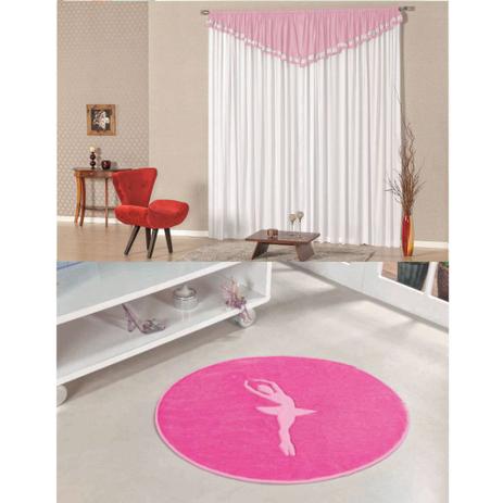 Kit Decoração Bailarina p/ Quarto Infantil = Cortina Riviera 2 Metros + Tapete Pelúcia - Pink - Guga tapetes Menor preço em Kit Decoração Bailarina p/ Quarto Infantil = Cortina Riviera 2 Metros + Tapete Pelúcia - Pink - Guga tapetes