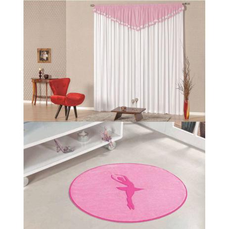 Kit Decoração Bailarina p/ Quarto Infantil = Cortina Riviera 2 Metros + Tapete Pelúcia - Rosa - Guga tapetes Menor preço em Kit Decoração Bailarina p/ Quarto Infantil = Cortina Riviera 2 Metros + Tapete Pelúcia - Rosa - Guga tapetes