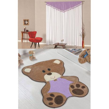 Kit Decoração Bebê Ursa p/ Quarto Infantil = Cortina Riviera 2 Metros + Tapete Pelúcia - Lilás - Guga tapetes Menor preço em Kit Decoração Bebê Ursa p/ Quarto Infantil = Cortina Riviera 2 Metros + Tapete Pelúcia - Lilás - Guga tapetes