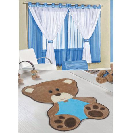 Kit Decoração Bebê Urso p/ Quarto Infantil = Cortina Juvenil 2 Metros + Tapete Pelúcia - Azul Turquesa - Guga tapetes Menor preço em Kit Decoração Bebê Urso p/ Quarto Infantil = Cortina Juvenil 2 Metros + Tapete Pelúcia - Azul Turquesa - Guga tapetes