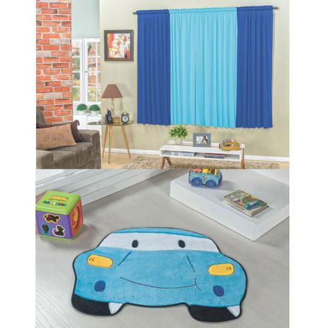 Kit Decoração Carro p/ Quarto Infantil = Cortina 2 Metros + Tapete Pelúcia - Azul Turquesa - Guga tapetes Menor preço em Kit Decoração Carro p/ Quarto Infantil = Cortina 2 Metros + Tapete Pelúcia - Azul Turquesa - Guga tapetes