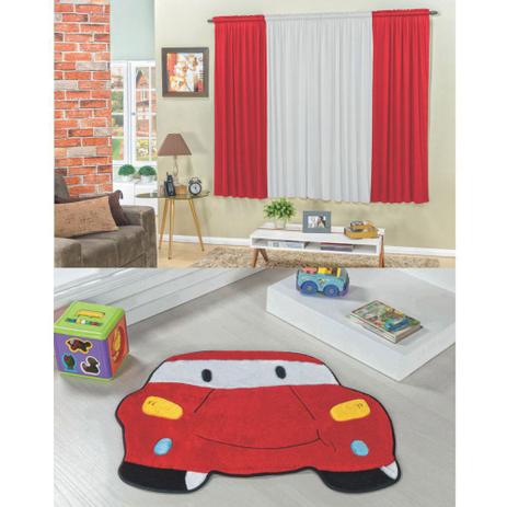 Kit Decoração Carro p/ Quarto Infantil = Cortina 2 Metros + Tapete Pelúcia - Vermelho - Guga tapetes Menor preço em Kit Decoração Carro p/ Quarto Infantil = Cortina 2 Metros + Tapete Pelúcia - Vermelho - Guga tapetes