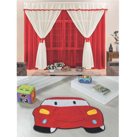 Kit Decoração Carro p/ Quarto Infantil = Cortina p/ Trilho 2 Metros + Tapete Pelúcia - Vermelho - Guga tapetes Menor preço em Kit Decoração Carro p/ Quarto Infantil = Cortina p/ Trilho 2 Metros + Tapete Pelúcia - Vermelho - Guga tapetes