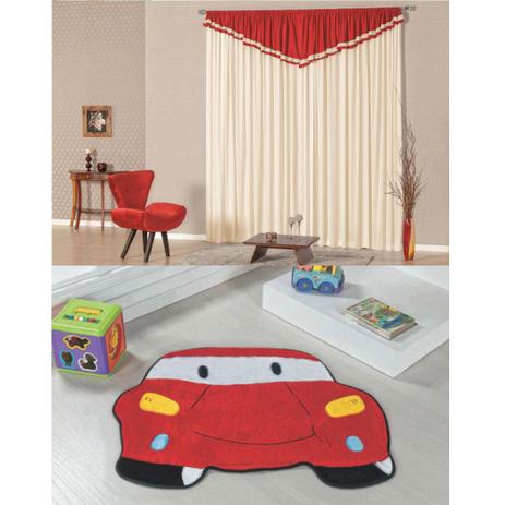 Kit Decoração Carro p/ Quarto Infantil = Cortina Riviera 2 Metros + Tapete Pelúcia - Vermelho - Guga Tapetes Menor preço em Kit Decoração Carro p/ Quarto Infantil = Cortina Riviera 2 Metros + Tapete Pelúcia - Vermelho - Guga Tapetes