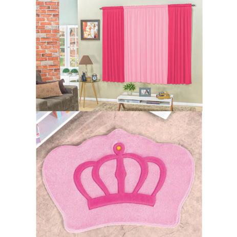 Kit Decoração Coroa Real p/ Quarto Infantil = Cortina 2 Metros + Tapete Pelúcia - Rosa - Guga Tapetes Menor preço em Kit Decoração Coroa Real p/ Quarto Infantil = Cortina 2 Metros + Tapete Pelúcia - Rosa - Guga Tapetes