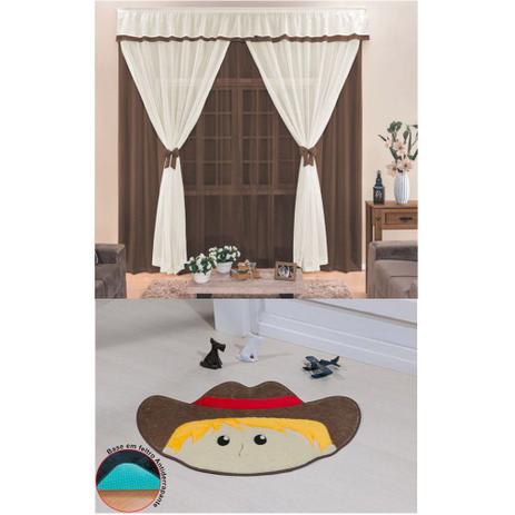 Kit Decoração Cowboy p/ Quarto Infantil = Cortina p/ Trilho 2 Metros + Tapete Pelúcia - Tabaco Castor - Guga tapetes é boa?