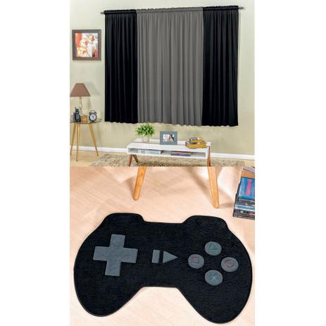Kit Decoração Kids Quarto Infantil = Cortina Malha 2 Metros + Tapete Pelúcia Controle Vídeo Game - Preto - Casa scarpa é boa?