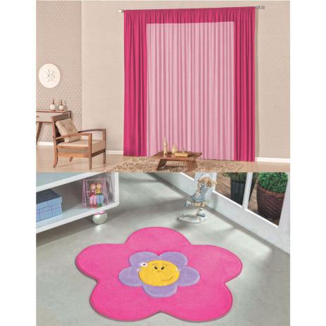 Kit Decoração Luna p/ Quarto Infantil = Cortina Malha 2 Metros + Tapete Pelúcia Menina Flor - Pink - Casa scarpa Menor preço em Kit Decoração Luna p/ Quarto Infantil = Cortina Malha 2 Metros + Tapete Pelúcia Menina Flor - Pink - Casa scarpa