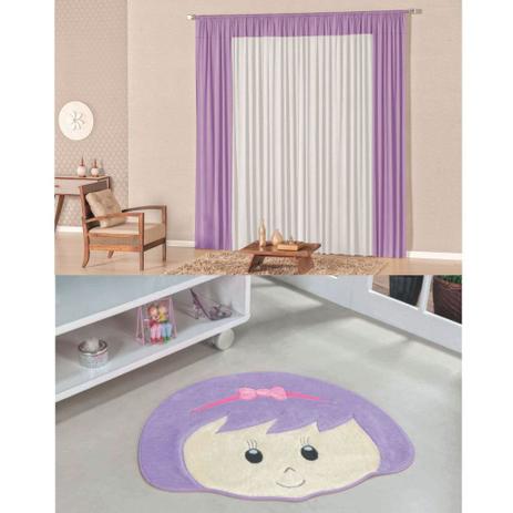 Kit Decoração Luna p/ Quarto Infantil = Cortina Malha 2 Metros + Tapete Pelúcia Menina Laço - Lilás - Casa scarpa Menor preço em Kit Decoração Luna p/ Quarto Infantil = Cortina Malha 2 Metros + Tapete Pelúcia Menina Laço - Lilás - Casa scarpa