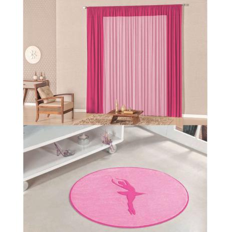 Kit Decoração Luna p/ Quarto Menina = Cortina Malha 2 Metros + Tapete Pelúcia Bailarina - Rosa - Casa scarpa é boa?