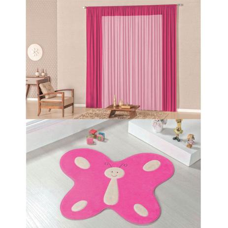 Kit Decoração Luna p/ Quarto Menina = Cortina Malha 2 Metros + Tapete Pelúcia Borboleta- Pink - Casa scarpa Menor preço em Kit Decoração Luna p/ Quarto Menina = Cortina Malha 2 Metros + Tapete Pelúcia Borboleta- Pink - Casa scarpa