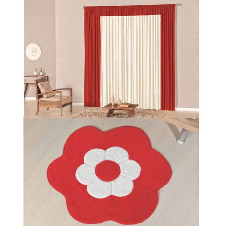 Kit Decoração Luna p/ Quarto Menina = Cortina Malha 2 Metros + Tapete Pelúcia Margarida Dupla - Vermelho - Casa scarpa é boa?