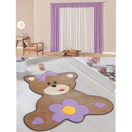 Kit Decoração Luna p/ Quarto Menina = Cortina Malha 2 Metros + Tapete Pelúcia Ursa Baby - Lilás - Casa scarpa Menor preço em Kit Decoração Luna p/ Quarto Menina = Cortina Malha 2 Metros + Tapete Pelúcia Ursa Baby - Lilás - Casa scarpa