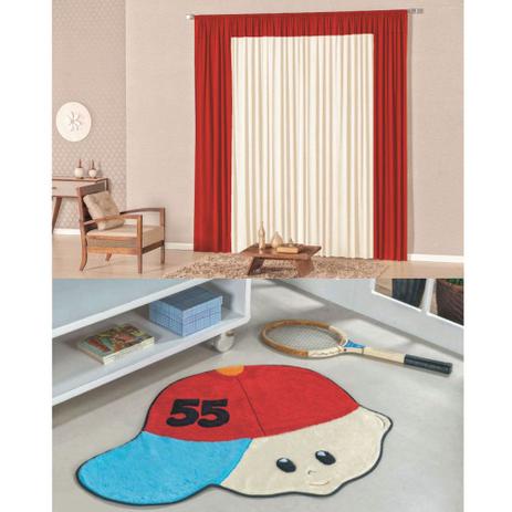 Kit Decoração Lutty p/ Quarto Infantil = Cortina Malha 2 Metros + Tapete Pelúcia Menino Boné - Vermelho - Casa scarpa Menor preço em Kit Decoração Lutty p/ Quarto Infantil = Cortina Malha 2 Metros + Tapete Pelúcia Menino Boné - Vermelho - Casa scarpa