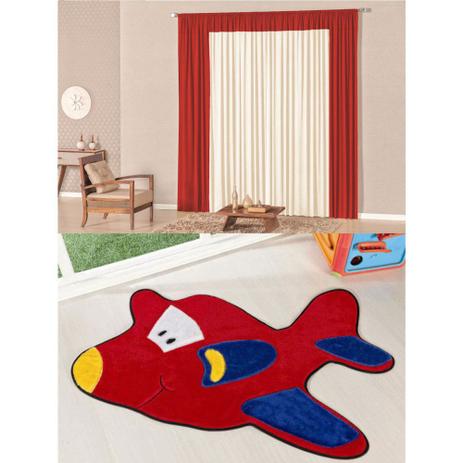 Kit Decoração Lutty p/ Quarto Menino = Cortina Malha 2 Metros + Tapete Pelúcia Aviãozinho - Vermelho - Casa scarpa Menor preço em Kit Decoração Lutty p/ Quarto Menino = Cortina Malha 2 Metros + Tapete Pelúcia Aviãozinho - Vermelho - Casa scarpa