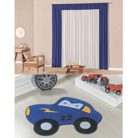 Kit Decoração Lutty p/ Quarto Menino = Cortina Malha 2 Metros + Tapete Pelúcia Carrinho 22 - Azul Royal - Casa scarpa é boa?