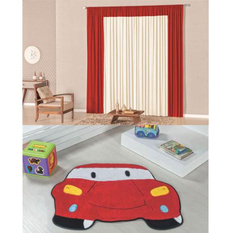 Kit Decoração Lutty p/ Quarto Menino = Cortina Malha 2 Metros + Tapete Pelúcia Carrinho - Vermelho - Casa scarpa é boa?