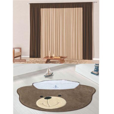 Kit Decoração Lutty p/ Quarto Menino = Cortina Malha 2 Metros + Tapete Pelúcia Ursinho Marinheiro - Castor Tabaco - Casa scarpa é boa?