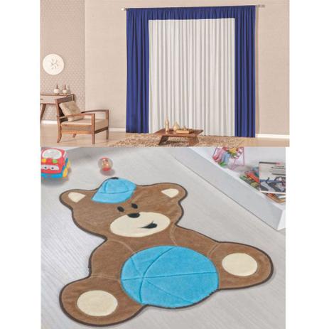 Kit Decoração Lutty p/ Quarto Menino = Cortina Malha 2 Metros + Tapete Pelúcia Urso Baby - Azul - Casa scarpa Menor preço em Kit Decoração Lutty p/ Quarto Menino = Cortina Malha 2 Metros + Tapete Pelúcia Urso Baby - Azul - Casa scarpa