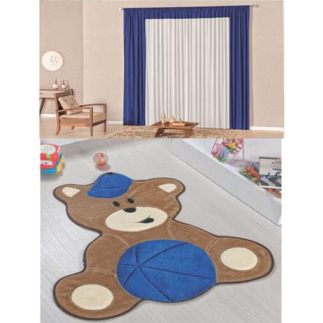 Kit Decoração Lutty p/ Quarto Menino = Cortina Malha 2 Metros + Tapete Pelúcia Urso Baby - Azul Royal - Casa scarpa é boa?