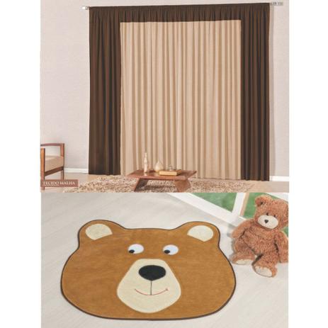 Kit Decoração Lutty p/ Quarto Menino = Cortina Malha 2 Metros + Tapete Pelúcia Urso Colméia - Caramelo Tabaco - Casa scarpa é boa?
