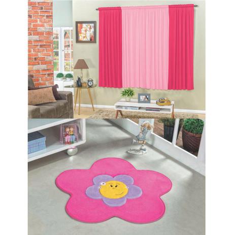 Kit Decoração Menina Flor p/ Quarto Infantil = Cortina 2 Metros + Tapete Pelúcia - Pink - Guga tapetes Menor preço em Kit Decoração Menina Flor p/ Quarto Infantil = Cortina 2 Metros + Tapete Pelúcia - Pink - Guga tapetes