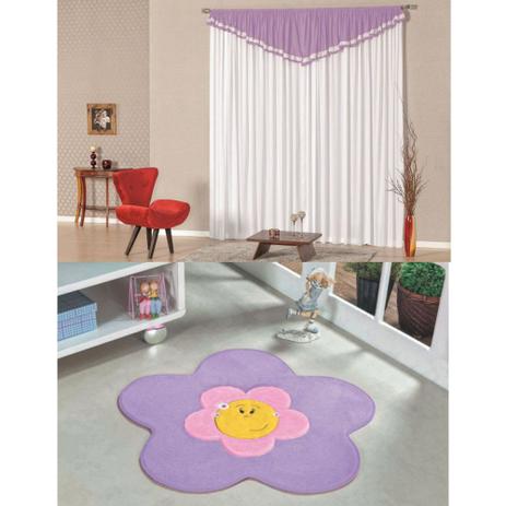 Kit Decoração Menina Flor p/ Quarto Infantil = Cortina Riviera 2 Metros + Tapete Pelúcia - Lilás - Guga tapetes Menor preço em Kit Decoração Menina Flor p/ Quarto Infantil = Cortina Riviera 2 Metros + Tapete Pelúcia - Lilás - Guga tapetes