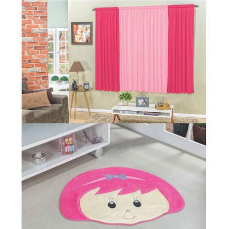 Kit Decoração Menina Laço p/ Quarto Infantil = Cortina 2 Metros + Tapete Pelúcia - Pink - Guga tapetes Menor preço em Kit Decoração Menina Laço p/ Quarto Infantil = Cortina 2 Metros + Tapete Pelúcia - Pink - Guga tapetes