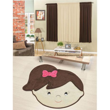 Kit Decoração Menina Lívia p/ Quarto Infantil = Cortina 2 Metros + Tapete Pelúcia - Tabaco - Guga tapetes Menor preço em Kit Decoração Menina Lívia p/ Quarto Infantil = Cortina 2 Metros + Tapete Pelúcia - Tabaco - Guga tapetes