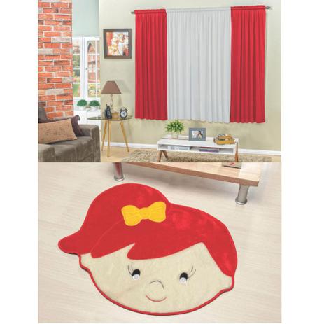 Kit Decoração Menina Lívia p/ Quarto Infantil = Cortina 2 Metros + Tapete Pelúcia - Vermelho - Guga tapetes Menor preço em Kit Decoração Menina Lívia p/ Quarto Infantil = Cortina 2 Metros + Tapete Pelúcia - Vermelho - Guga tapetes