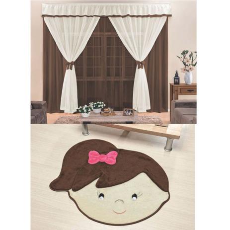 Kit Decoração Menina Lívia p/ Quarto Infantil = Cortina p/ Trilho 2 Metros + Tapete Pelúcia - Tabaco - Guga tapetes Menor preço em Kit Decoração Menina Lívia p/ Quarto Infantil = Cortina p/ Trilho 2 Metros + Tapete Pelúcia - Tabaco - Guga tapetes