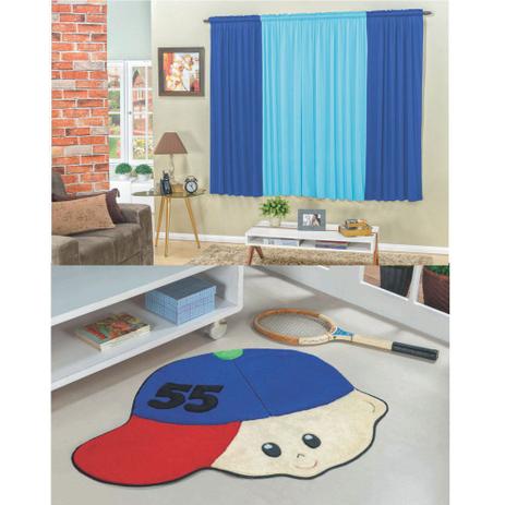 Kit Decoração Menino Número p/ Quarto Infantil = Cortina 2 Metros + Tapete Pelúcia - Azul - Guga tapetes Menor preço em Kit Decoração Menino Número p/ Quarto Infantil = Cortina 2 Metros + Tapete Pelúcia - Azul - Guga tapetes