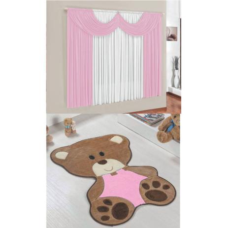 Kit Decoração Mimos Quarto Infantil = Cortina Malha 2 Metros + Tapete Pelúcia Bebê Ursa - Rosa - Casa scarpa Menor preço em Kit Decoração Mimos Quarto Infantil = Cortina Malha 2 Metros + Tapete Pelúcia Bebê Ursa - Rosa - Casa scarpa