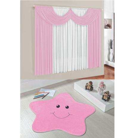 Kit Decoração Mimos Quarto Infantil = Cortina Malha 2 Metros + Tapete Pelúcia Estrelinha - Rosa - Casa scarpa Menor preço em Kit Decoração Mimos Quarto Infantil = Cortina Malha 2 Metros + Tapete Pelúcia Estrelinha - Rosa - Casa scarpa