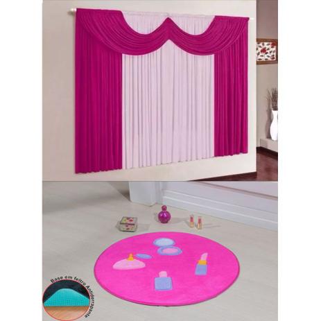 Kit Decoração Mimos Quarto Infantil = Cortina Malha 2 Metros + Tapete Pelúcia Maquiagem - Pink - Casa scarpa Menor preço em Kit Decoração Mimos Quarto Infantil = Cortina Malha 2 Metros + Tapete Pelúcia Maquiagem - Pink - Casa scarpa