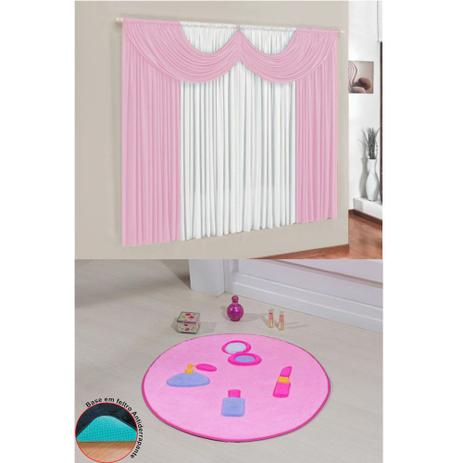 Kit Decoração Mimos Quarto Infantil = Cortina Malha 2 Metros + Tapete Pelúcia Maquiagem - Rosa - Casa scarpa Menor preço em Kit Decoração Mimos Quarto Infantil = Cortina Malha 2 Metros + Tapete Pelúcia Maquiagem - Rosa - Casa scarpa