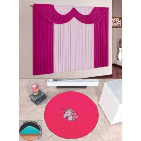 Kit Decoração Mimos Quarto Infantil = Cortina Malha 2 Metros + Tapete Pelúcia Unicórnio - Pink - Casa scarpa Menor preço em Kit Decoração Mimos Quarto Infantil = Cortina Malha 2 Metros + Tapete Pelúcia Unicórnio - Pink - Casa scarpa