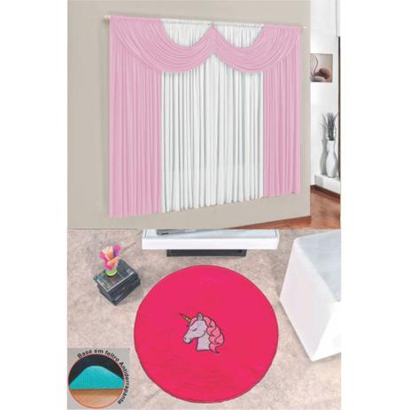 Kit Decoração Mimos Quarto Infantil = Cortina Malha 2 Metros + Tapete Pelúcia Unicórnio - Pink Rosa - Casa scarpa Menor preço em Kit Decoração Mimos Quarto Infantil = Cortina Malha 2 Metros + Tapete Pelúcia Unicórnio - Pink Rosa - Casa scarpa