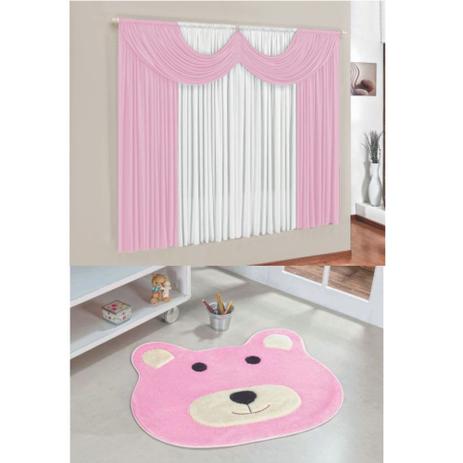 Kit Decoração Mimos Quarto Infantil = Cortina Malha 2 Metros + Tapete Pelúcia Ursa - Rosa - Casa scarpa Menor preço em Kit Decoração Mimos Quarto Infantil = Cortina Malha 2 Metros + Tapete Pelúcia Ursa - Rosa - Casa scarpa