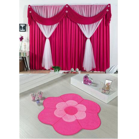 Kit Decoração p/ Quarto Infantil = Cortina Jéssica 2 Metros + Tapete Pelúcia Margarida Dupla - Pink - Guga Tapetes Menor preço em Kit Decoração p/ Quarto Infantil = Cortina Jéssica 2 Metros + Tapete Pelúcia Margarida Dupla - Pink - Guga Tapetes