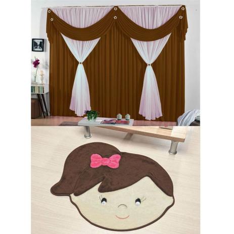 Kit Decoração p/ Quarto Infantil = Cortina Jéssica 2 Metros + Tapete Pelúcia Menina Lívia - Tabaco - Guga tapetes é boa?